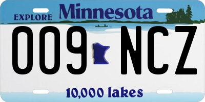 MN license plate 009NCZ
