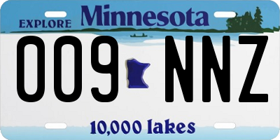 MN license plate 009NNZ
