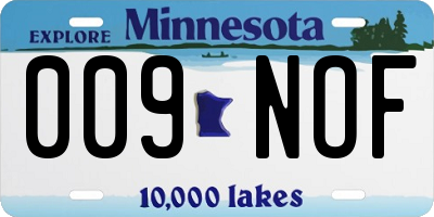 MN license plate 009NOF