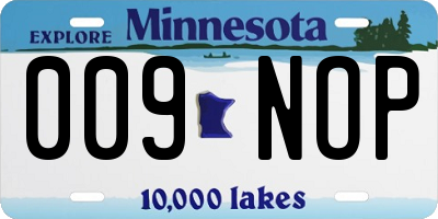 MN license plate 009NOP