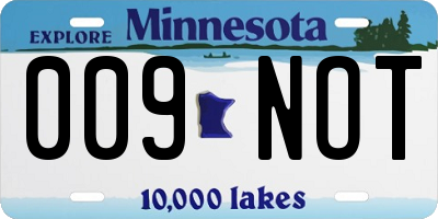 MN license plate 009NOT