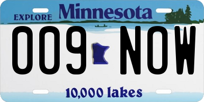 MN license plate 009NOW
