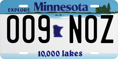 MN license plate 009NOZ