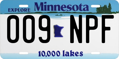 MN license plate 009NPF
