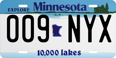 MN license plate 009NYX