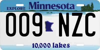 MN license plate 009NZC
