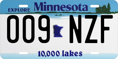 MN license plate 009NZF