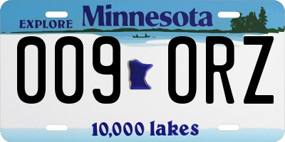 MN license plate 009ORZ