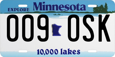 MN license plate 009OSK