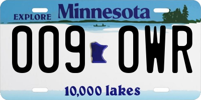 MN license plate 009OWR