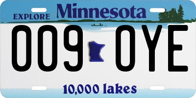 MN license plate 009OYE