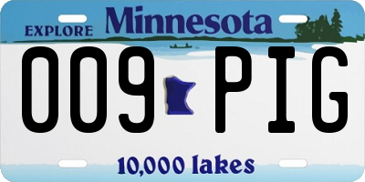 MN license plate 009PIG