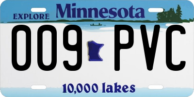 MN license plate 009PVC