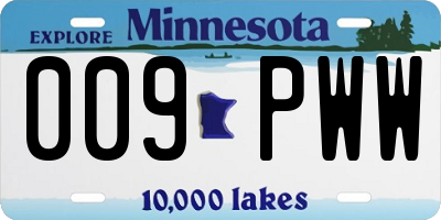 MN license plate 009PWW
