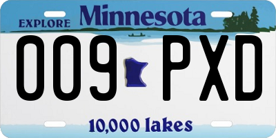 MN license plate 009PXD