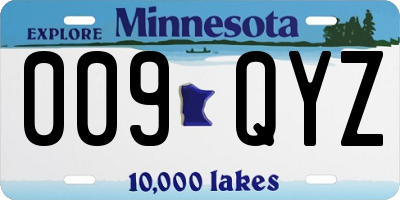 MN license plate 009QYZ