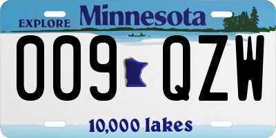 MN license plate 009QZW