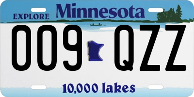 MN license plate 009QZZ