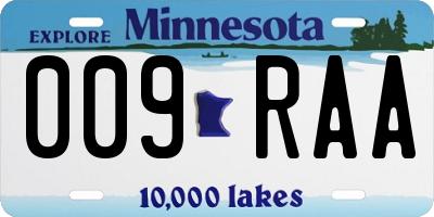MN license plate 009RAA