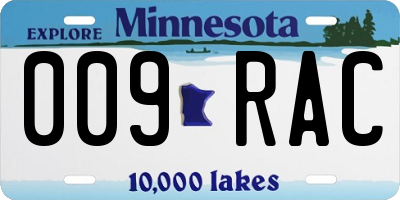 MN license plate 009RAC