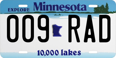 MN license plate 009RAD