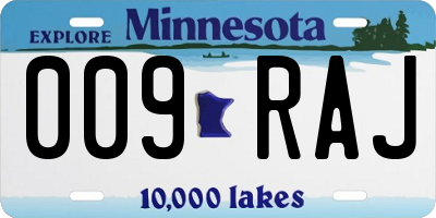 MN license plate 009RAJ