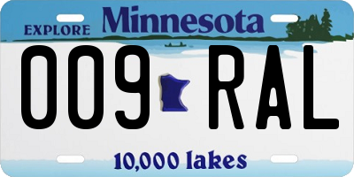 MN license plate 009RAL