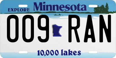 MN license plate 009RAN