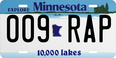 MN license plate 009RAP
