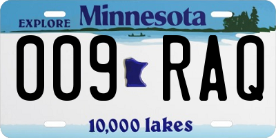 MN license plate 009RAQ