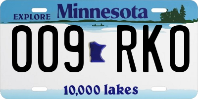 MN license plate 009RKO