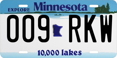 MN license plate 009RKW