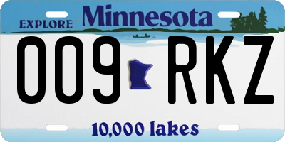 MN license plate 009RKZ