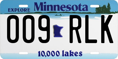 MN license plate 009RLK