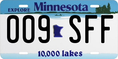 MN license plate 009SFF