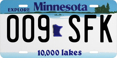 MN license plate 009SFK
