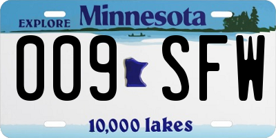 MN license plate 009SFW
