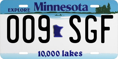 MN license plate 009SGF