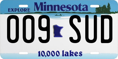MN license plate 009SUD