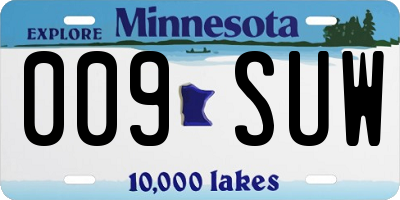 MN license plate 009SUW