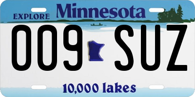 MN license plate 009SUZ