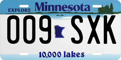 MN license plate 009SXK