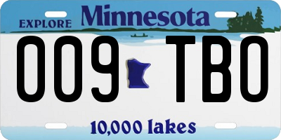 MN license plate 009TBO