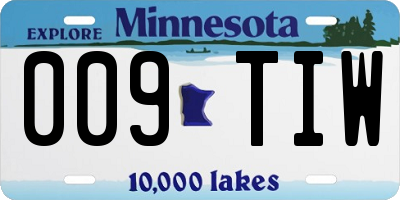 MN license plate 009TIW