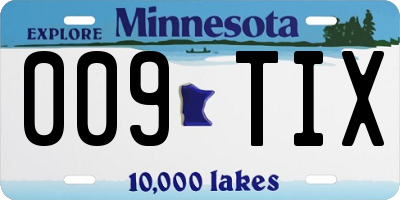 MN license plate 009TIX