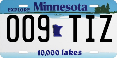 MN license plate 009TIZ