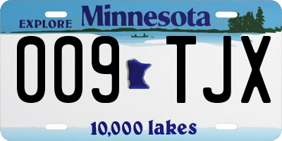 MN license plate 009TJX