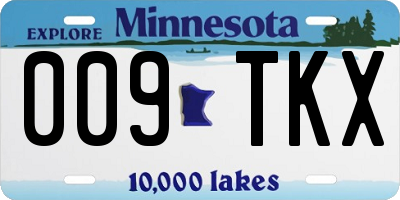 MN license plate 009TKX