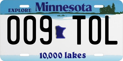 MN license plate 009TOL