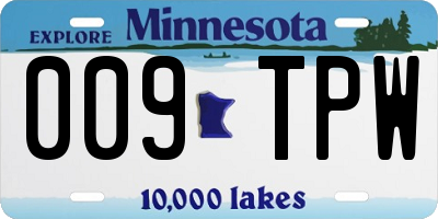 MN license plate 009TPW